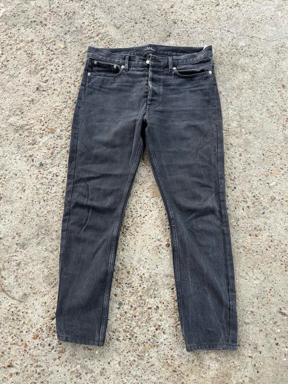 A.P.C. Petit New Standard Black Washed Slim Tapered Jeans Size 31